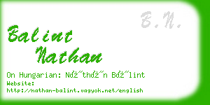 balint nathan business card